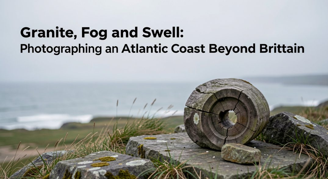 Late afternoon raking light across the fallen render of the rammed-earth wall at Castelo de Paderne, showing the horizontal taipa layers and the rough repair edge, framed tight along the wall face with the gate tower soft in the background.